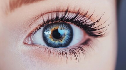 Obraz premium A close up of an eye with thick eyelashes