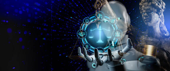 AI Law concept.Developing AI codes of ethics. Compliance,business policy,regulation,AI...