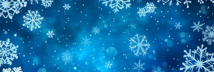 Blue Christmas background with snowflakes 
