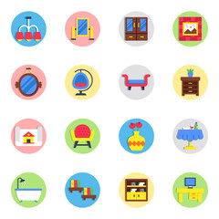 Set of Home Furnishing Flat Icons 

