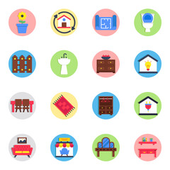 Set of Household Goods Flat Icons 

