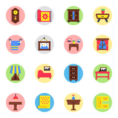 Set of Furniture Equipment Flat Icons 


