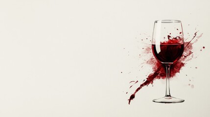 Fototapeta premium A glass of red wine with wine stains