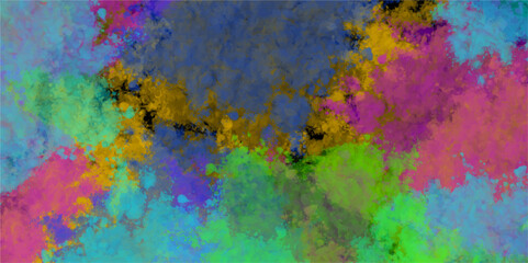 Abstract digital art contains cloudy sky concept fringe, stains, blobs, Colorful Paint Splashed Smokey Watercolor backdrop for Website, Wallpaper, Fabric Printing, Brochures & Luxury/Premium Packaging