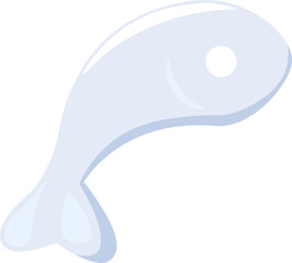 Natural sea fish, seafood for pets. Cat food. Element for design of pet store or vet clinic. Simple solid detail vector isolated on white background