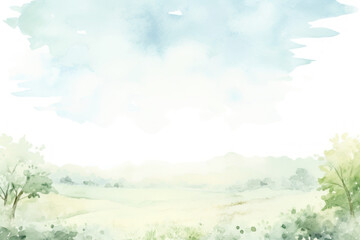 Fototapeta premium Serene watercolor countryside png paint texture overlay, transparent background