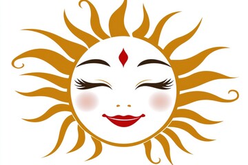 Smiling Sun with Closed Eyes and a Bindi