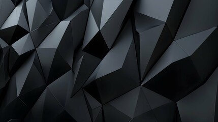 Fototapeta premium Dark wall of triangles. Black 3D rendering backgroud.