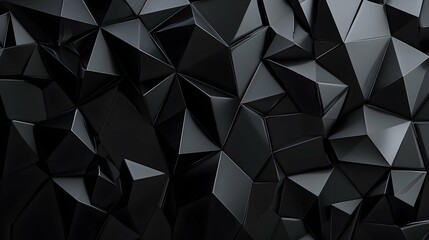 Fototapeta premium Dark wall of triangles. Black 3D rendering backgroud.