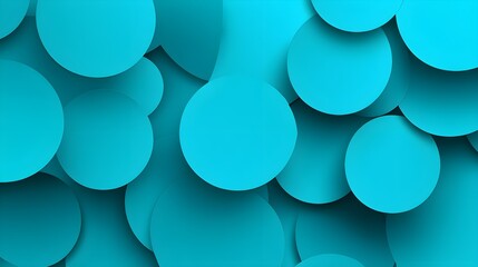 Deep blue turquoise abstract background of paper circles pattern of different size fly, perspective, top view, backdrop for advertising, design, card, poster, flyer, text in rich luxury modern style
