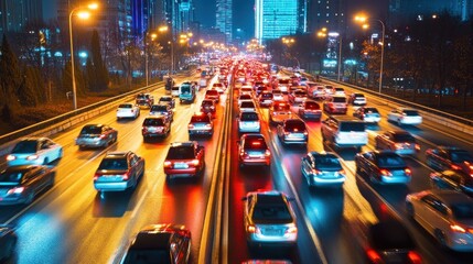 Night Traffic on a City Highway