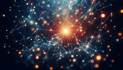 Fototapeta premium Abstract digital background of points and lines with glowing plexus