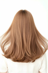 Naklejka premium Young Woman with Long Flowing Hair Looking Thoughtfully into the Distance