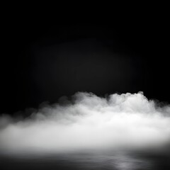 Naklejka premium Fog and mist effect on isolated black background for text or space