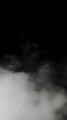 Fog and mist effect on isolated black background for text or space