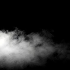 Fog and mist effect on isolated black background for text or space