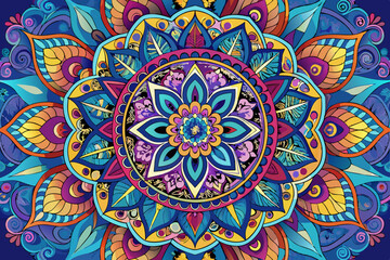 A beautifully crafted artistic mandala featuring vibrant and intricate patterns, presenting a rich tapestry of colors and shapes, perfect for decoration and design inspiration.
