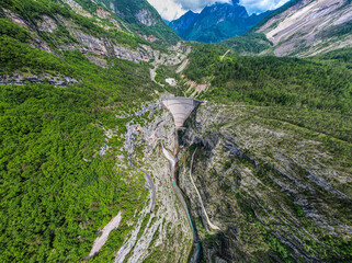 Aerial view of Vajont Dam, Friuli Venezia Giulia, Italy