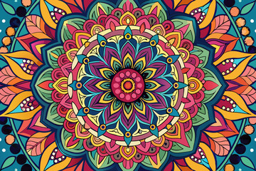 A beautifully crafted artistic mandala featuring vibrant and intricate patterns, presenting a rich tapestry of colors and shapes, perfect for decoration and design inspiration.
