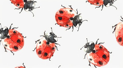 Naklejka premium Ladybugs pattern on a white background