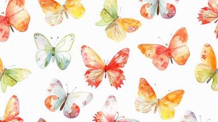 Watercolor butterflies kids pattern