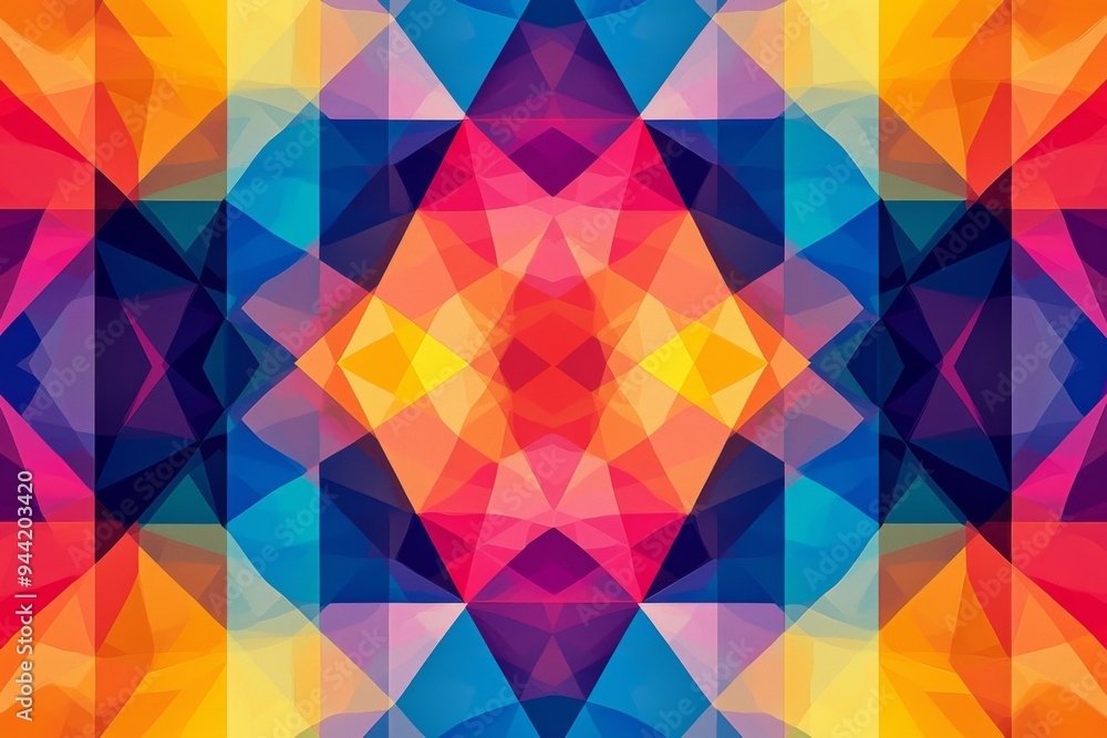 Canvas Prints abstract geometric pattern with vibrant colors created with generative ai