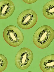 Fototapeta premium Kiwi fruit pattern on green background