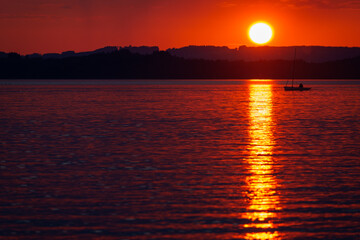 Sunset over the Chiemsee Lake, Bavaria, Germany