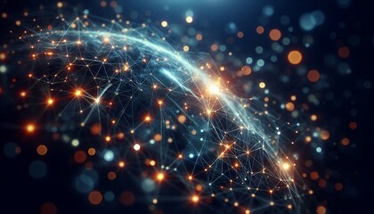 Fototapeta premium Abstract digital background of points and lines with glowing plexus