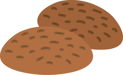 Baked crispy handmade gingerbread. Chocolate dough baking. Simple color cozy illustration. Hand drawn cartoon vector isolated on white background