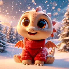 cute animated 3D  dragon
