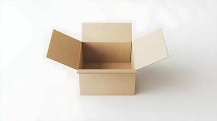 Open Brown cardboard Box packaging Mockup on white background, 3d rendering