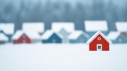 First snowfall of the season covering a small village, winter weather, fresh and clean