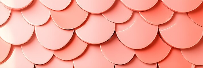 Obraz premium Peach, Futuristic Wall background with tiles. Fish Scale, tile Wallpaper with Polished, 3D blocks. 3D Render 
