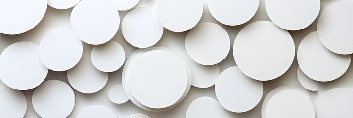 Random shifted white circle or cylinder background wallpaper banner pattern with copy space