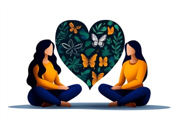 Charity initiatives that focus on mental health, illustrated with soothing colors and imagery that promote wellness and support