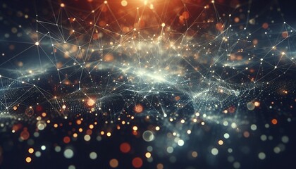 Abstract digital background of points and lines with glowing plexus