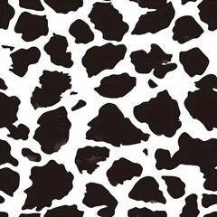 seamless pattern of cow skin, animal print texture, black and white patches background, wallpaper