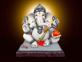 Photograph of Lord ganapati Idol, Happy Ganesh Chaturthi , Ganpati cutout on beautiful Background.
