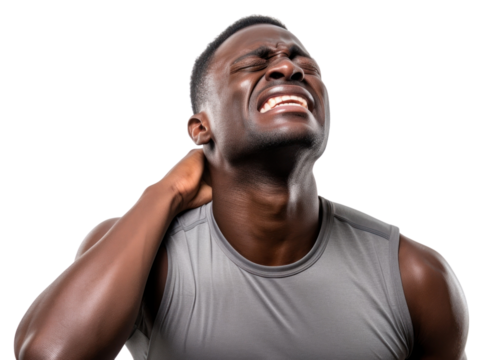 PNG Back and man with a neck injury athlete sports adult. - Powered by Adobe