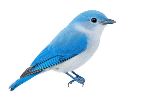 A vibrant blue bird perched gracefully, showcasing its stunning plumage and charming features in a nature-inspired setting isolate on transparency background
