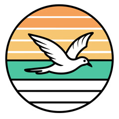 Retro Sunset Bird Silhouette 1980s-Inspired Vector Art