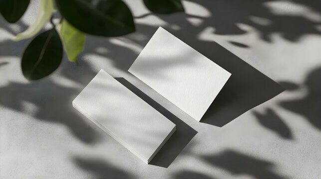 Textured business card mockup on a grey background