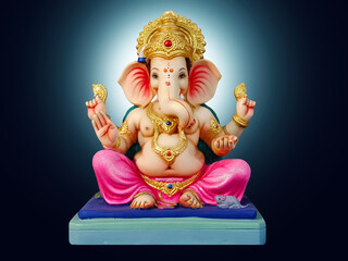Photograph of Lord ganapati Idol, Happy Ganesh Chaturthi , Ganpati cutout on beautiful Background.
