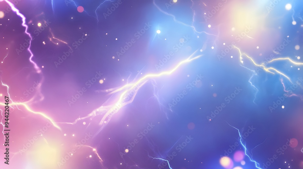 Wall mural Abstract background with pink, purple and blue lightning streaks.