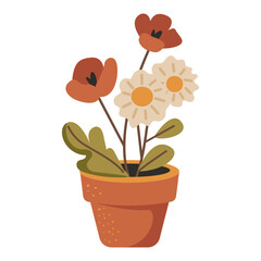 A flower pot with a flower in it