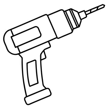 black and white drill tool clip art preview