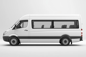 white minibus isolated on white background side view