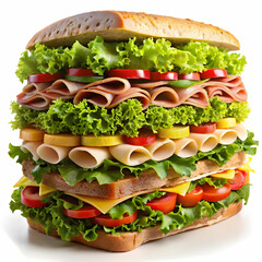 very big sandwich on white background