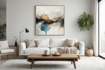 Abstract Artwork in Modern Living Room Interior